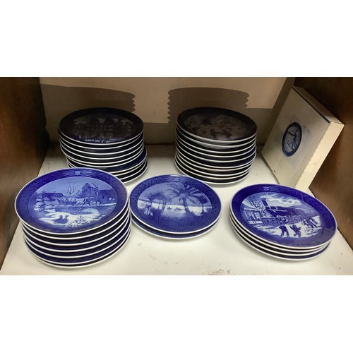 57 - A collection of thirty-four Royal Copenhagen blue and white annual Christmas plates, dates include; ... 