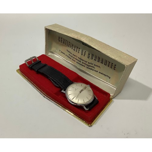 121 - A gents stainless steel manual wind Hamilton wristwatch, c.1960’s, the circular silvered dial with b... 