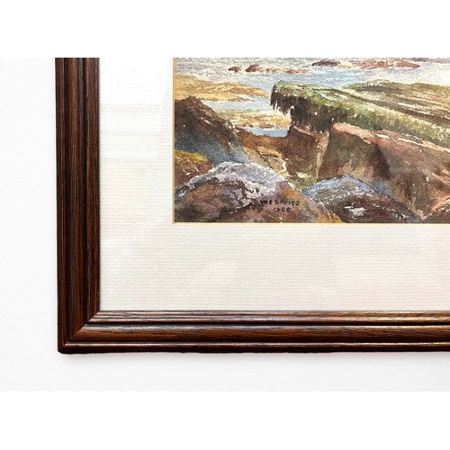 423 - Four various paintings comprising a shore-scape watercolour, signed W E Davies, 1966, a late 20th Ce... 