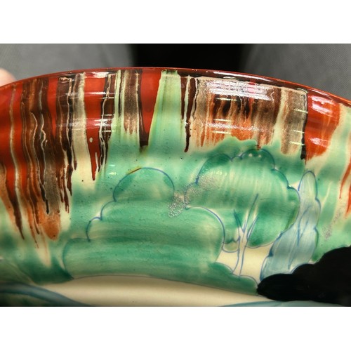 8 - A Newport Pottery Clarice Cliff ribbed bowl, pattern 633, in the Forest Glen design, with factory ma... 