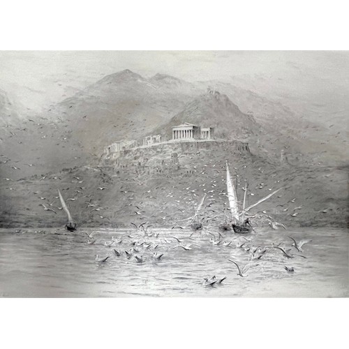 465 - William Lionel Wyllie RA (1851 - 1931) ‘The Temple of Poseiden’, with fishermen and seaguls in the f... 