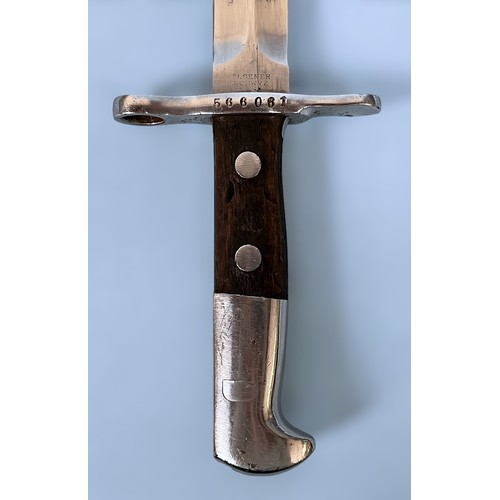 557 - A Swiss 1918 Pattern Knife Bayonet, with 300mm double-edged steel blade of diamond section, stamped ... 