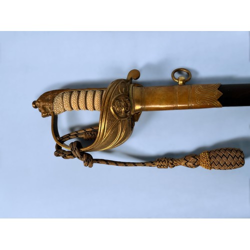 535 - A late Victorian 1827 pattern Naval Officer's Sword, with 31-inch/79cm steel blade with single three... 