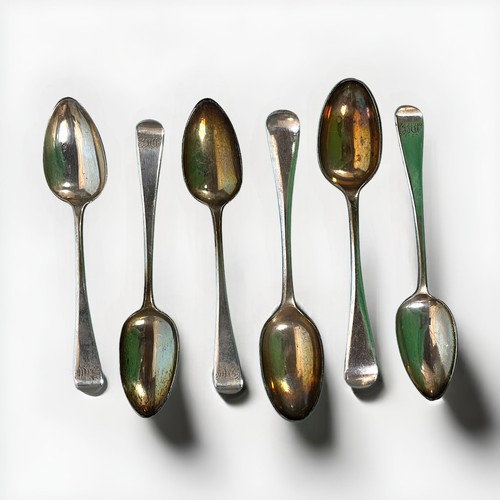 68 - Four early 19th century silver teaspoons, etched initials to front terminals, by Richard Crossley, L... 