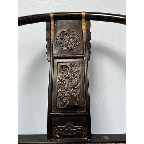 62 - A Rare Pair of Qing Dynasty hardwood / possibly Zitan Folding Horseshoe-Back Jiaoyi/Armchairs, with ... 