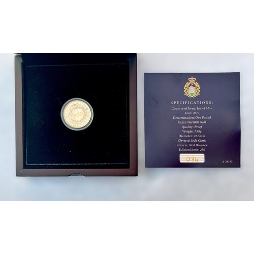 252 - The House of Windsor Centenary 1917-2017 Gold One Pound Proof Coin, issued Isle of Man, 916/1000 Gol... 