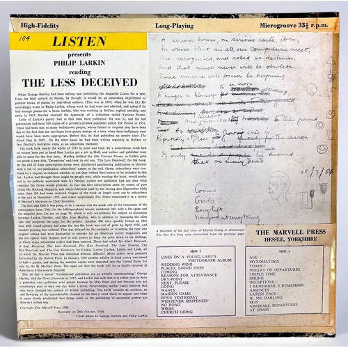 401 - Philip Larkin, ‘The Less Deceived’, a 12” long playing vinyl record, PX2000, in original pictorial c... 