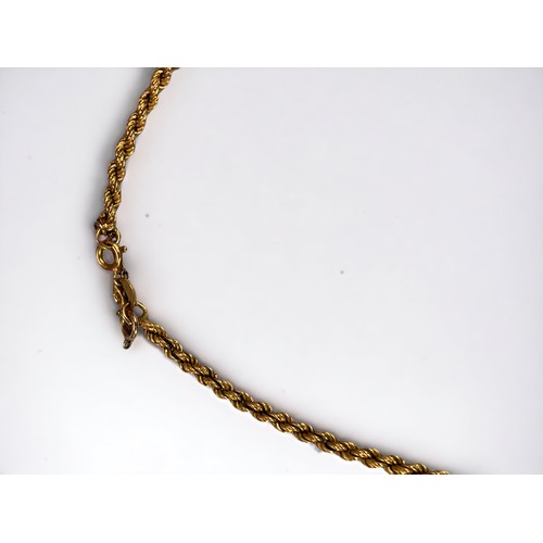 170 - A long 9ct gold rope twist chain, gross weight approximately 14.1g