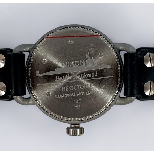 129 - A gents Nixon ‘The October’ quartz wristwatch, the black enamel dial with alternating Arabic numeral... 