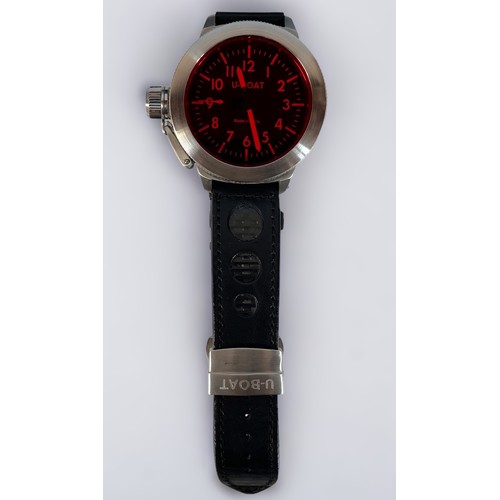 126 - A gents U-Boat ‘Nightvision’ wristwatch, the black enamel dial with Arabic numerals denoting hours a... 