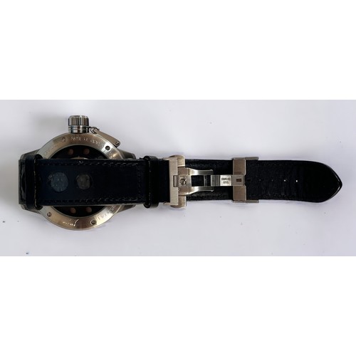 126 - A gents U-Boat ‘Nightvision’ wristwatch, the black enamel dial with Arabic numerals denoting hours a... 