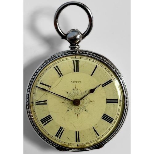 133 - A Continental silver-cased open-face pocket watch with key-wound movement by Dimier Freres et Cie, 4... 