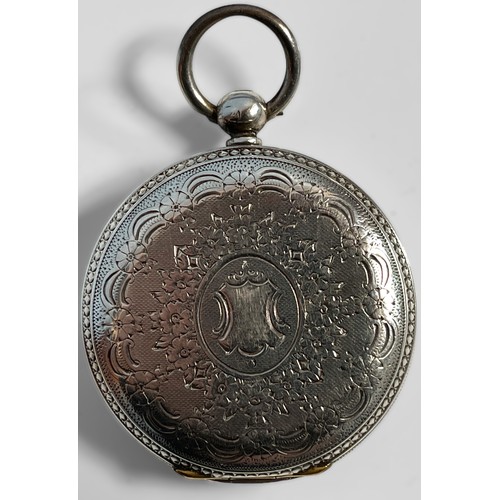 133 - A Continental silver-cased open-face pocket watch with key-wound movement by Dimier Freres et Cie, 4... 