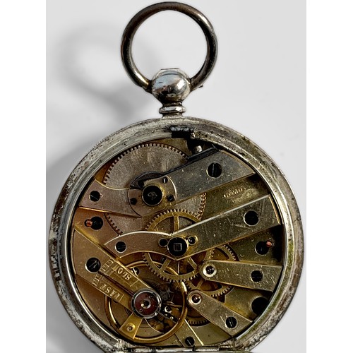 133 - A Continental silver-cased open-face pocket watch with key-wound movement by Dimier Freres et Cie, 4... 