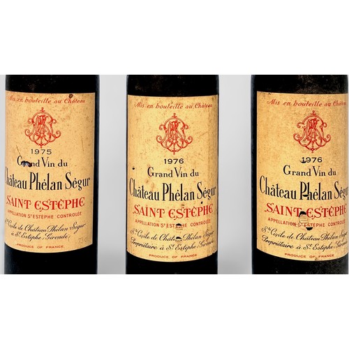 703 - Three 73cl bottles of wine, to include, two bottles of 1976 Grand Vin du Chateau Phelan Segur, Saint... 