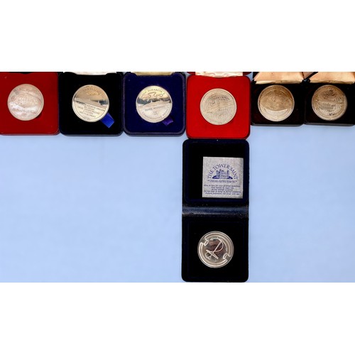 613 - A Collection of Cunard related items including 3x boxed QE2 Maiden Voyage Commemorative Silver medal... 