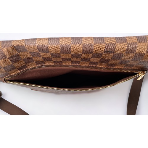 282 - Louis Vuitton Damier Ebene Messenger Bag, with brown adjustable shoulder strap, a rear zip pocket, m... 