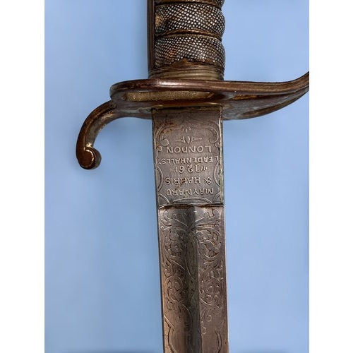 597 - An East India Company 1821 Pattern Bengal Artillery Officer's Sword, 88cm slightly curved steel blad... 