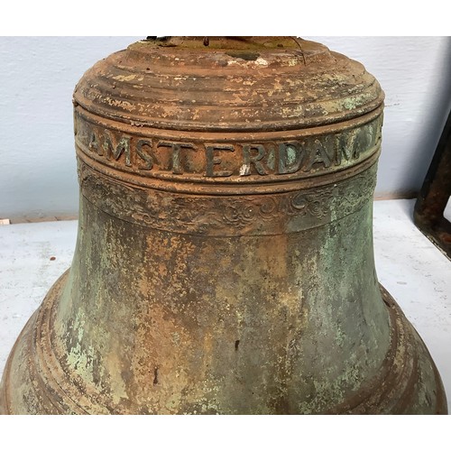 631 - A cast bronze ship's bell, from a Dutch ship and cast around the shoulder 'I LIERA BOOLENS AMSTERDAM... 