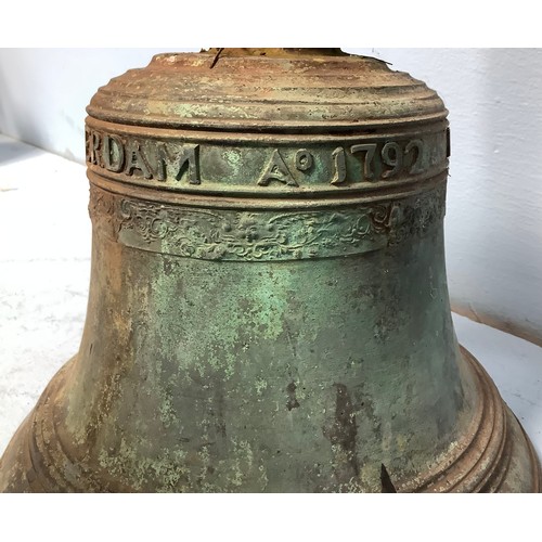 631 - A cast bronze ship's bell, from a Dutch ship and cast around the shoulder 'I LIERA BOOLENS AMSTERDAM... 