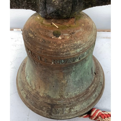 631 - A cast bronze ship's bell, from a Dutch ship and cast around the shoulder 'I LIERA BOOLENS AMSTERDAM... 