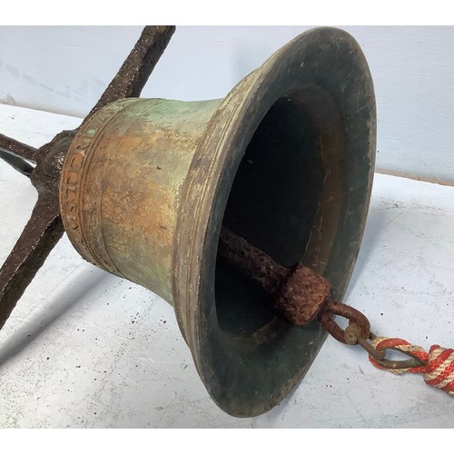 631 - A cast bronze ship's bell, from a Dutch ship and cast around the shoulder 'I LIERA BOOLENS AMSTERDAM... 