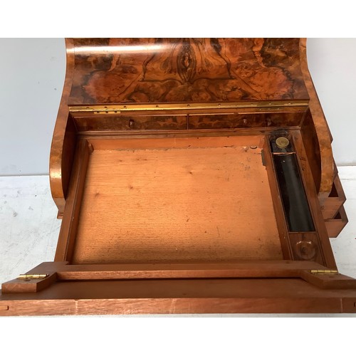 419 - A Victorian walnut veneered Davenport desk, with secret button to operate the rising stationary comp... 