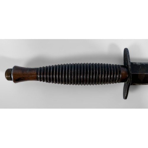 619 - A Fairbairn Sykes patent Comnando/ Fighting knife, 3rd pattern, with 170mm double-edged carbon steel... 