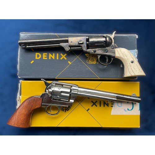 654 - A Denix Confederate Revolver USA 1860 (8083), and a Denix Colt Peacemaker with Wooden Handle (G1107/... 