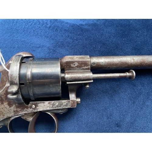 648 - A 19th Century Belgian 9mm Pinfire Pistol, c1870, with rifled 140mm sighted barrel, six-shot cylindr... 