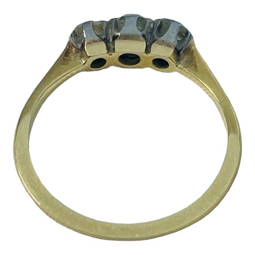 201 - An 18ct gold diamond ring, claw set with three Victorian cut diamonds, estimated total weight of dia... 