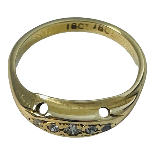 202 - An 18ct yellow gold dress ring, set with five Victorian cut diamonds, estimated total weight of diam... 