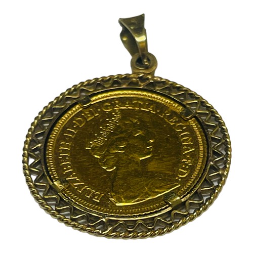 218 - A half Sovereign 1982, in pendant mount, gross weight 5.69 grams.