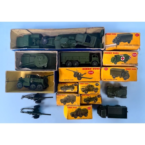 365 - A collection of boxed Dinky Supertoys and Dinky Toys die-cast military toys vehicles, comprising, 10... 