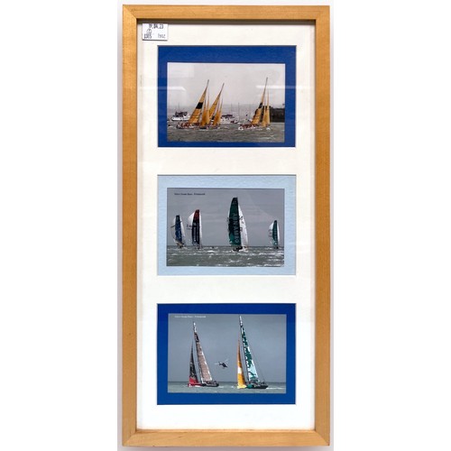 667 - A collection of seven painted wooden pond yachts with rigged sails and metal keel, including, four ‘... 