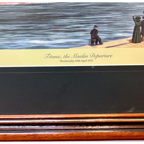 497 - S.W. Fisher. 'Titanic, The Maiden Departure,' ltd edition colour print, 834/850, 38x70cm, signed in ... 