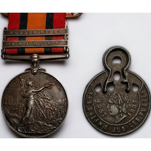 669 - A Boer War Queens Medal to 849 Private C. Richards of The Coldstream CDS, and The Bars for Modder Ri... 