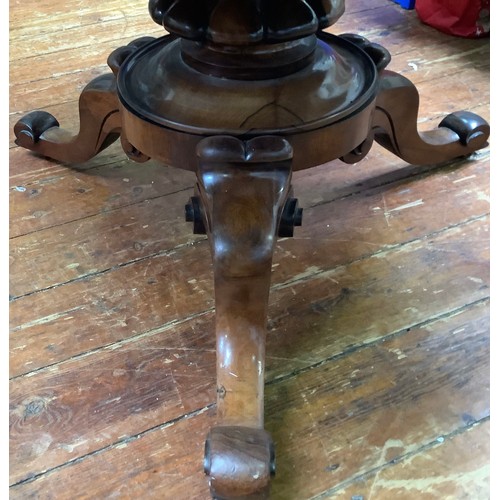 414 - A Victorian rosewood circular tilt-top dining table, raised on inverted turned column to disc platfo... 