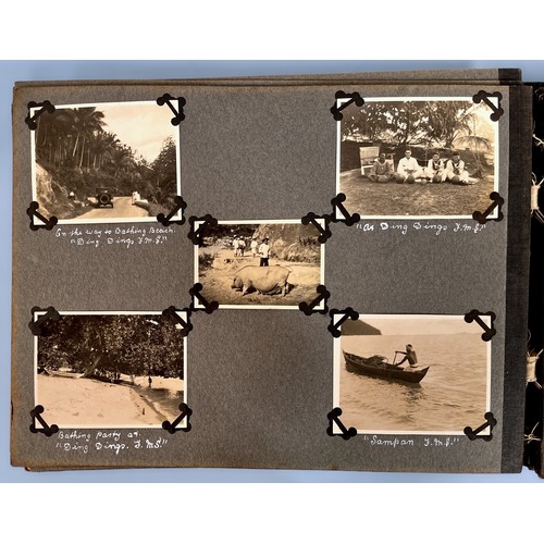 674 - A 1920s Japanese lacquer bound photograph album of monochrome photographs from the 1920s, all nicely... 