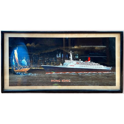 693 - A large collection of Cunard memorabilia and ephemera, comprising, large monochrome photographs of Q... 