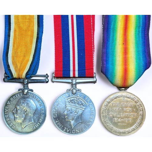 673 - A WWI Great War Medal and Victory Medal to 14902 Pte. D. Colbert North'n R. together with a WWII War... 