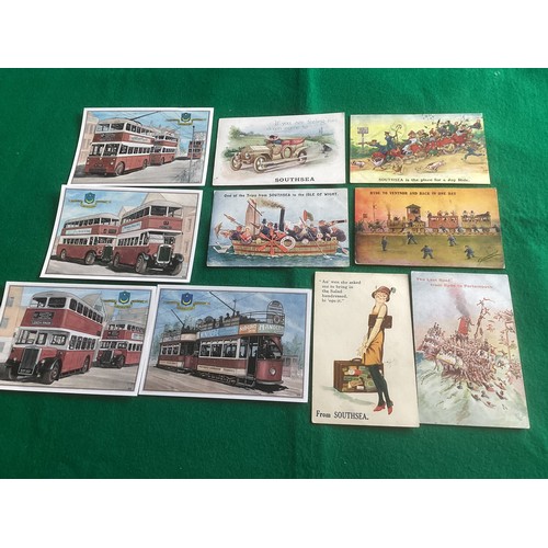 264 - Two small albums containing nearly 260 modern film/movie poster-type cards, four modern Portsmouth t... 