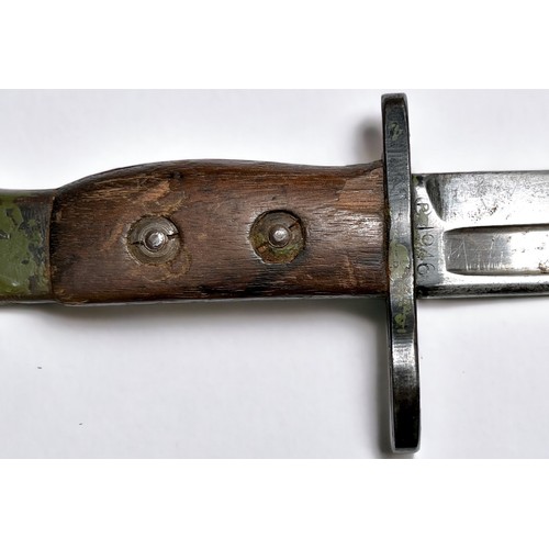 530 - A British No 5 MKI Jungle Carbine Bayonet with 8 inch, single edged steel blade, with clipped point ... 