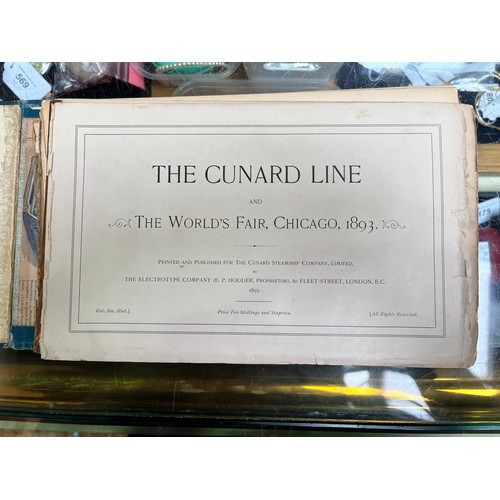 693 - A large collection of Cunard memorabilia and ephemera, comprising, large monochrome photographs of Q... 