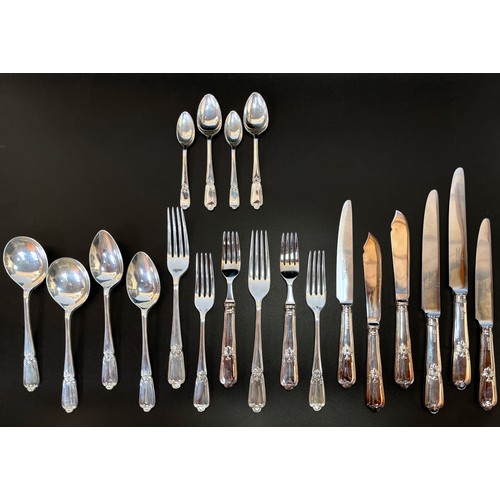 70 - A collection of silver flatware by Roberts & Belk comprising knives, forks, soup spoons, tablespoons... 