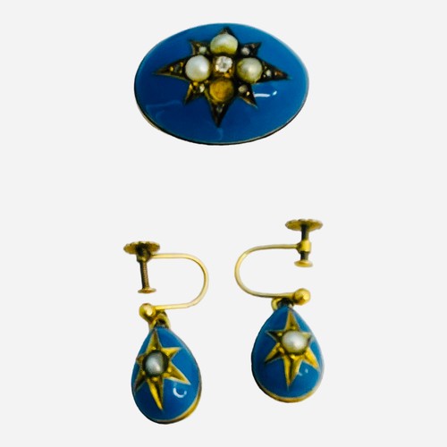 148 - Various items of gold and costume jewellery, including a pair of 9ct gold blue enamel earrings, star... 