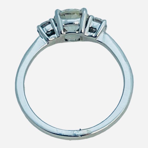 157 - An 18ct white gold ring, set with a central round brilliant cut diamond, estimated weight 1.00cts, w... 