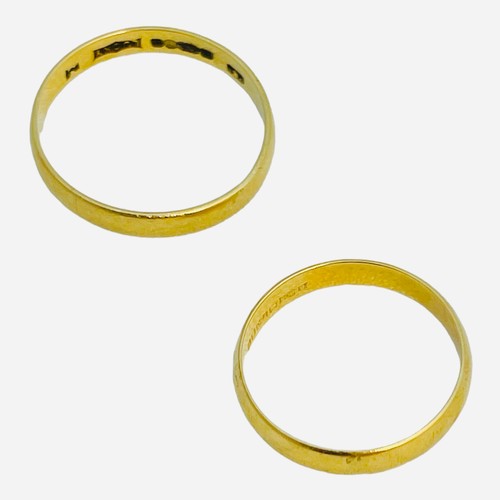 159 - Two 18ct yellow gold wedding rings, total weight 3.3 grams.