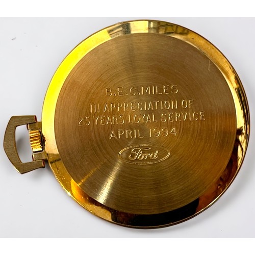 98 - A 9ct gold cased Garrard open-face pocket watch, the silvered dial with Roman numerals denoting hour... 