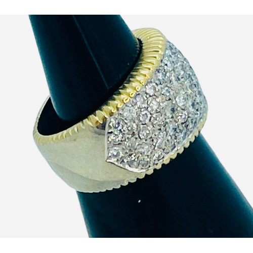 208 - An 18ct white gold dress ring, pave set with round brilliant cut diamonds, estimated total weight 1.... 